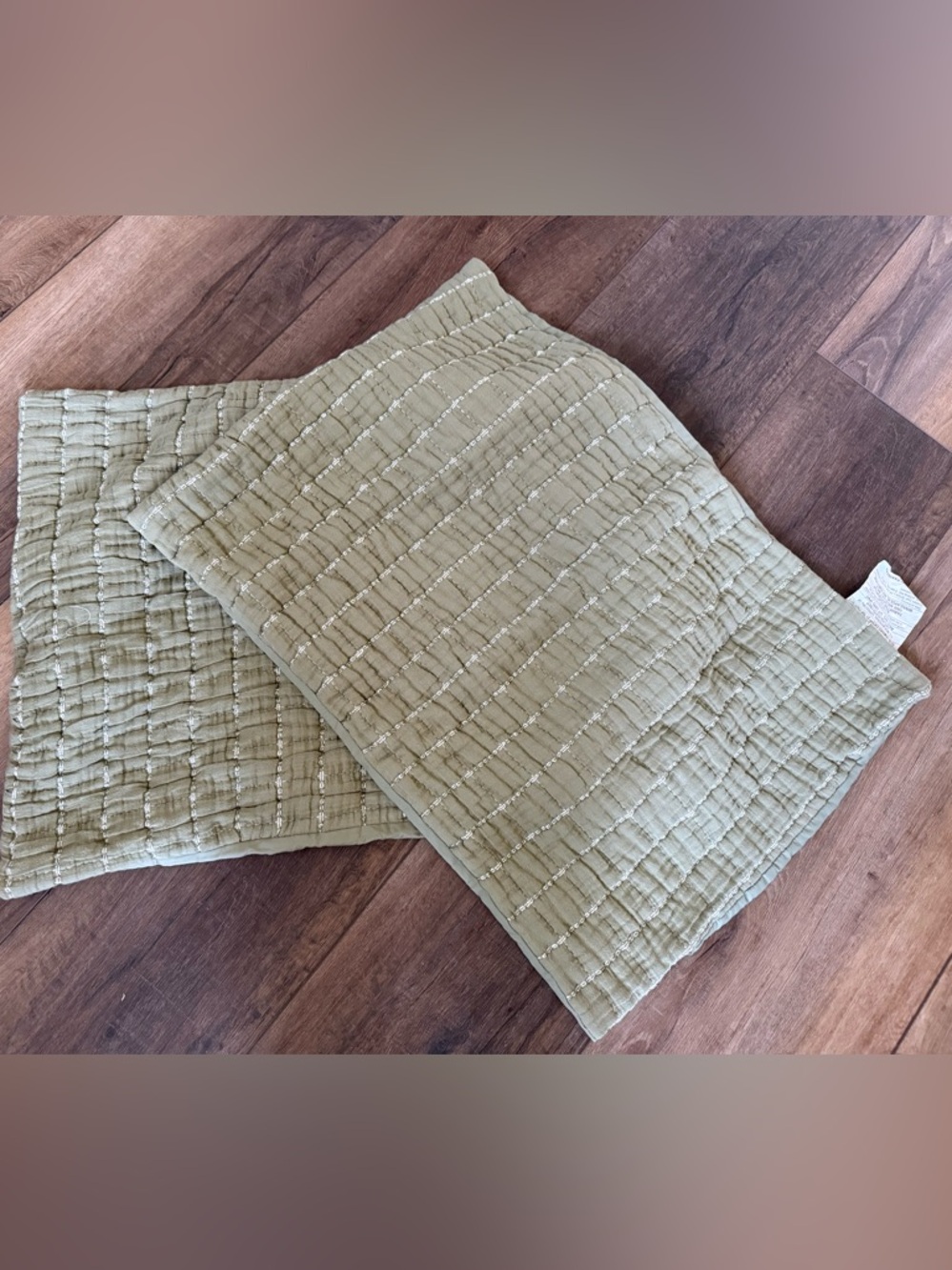 Threshold Olive Green Quilted Decorative Pillow cases  (Pair)2 envelope fold